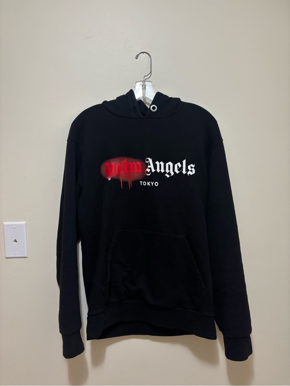Palm Angels Tokyo Sprayed Logo Black Hoodie (Size XS)